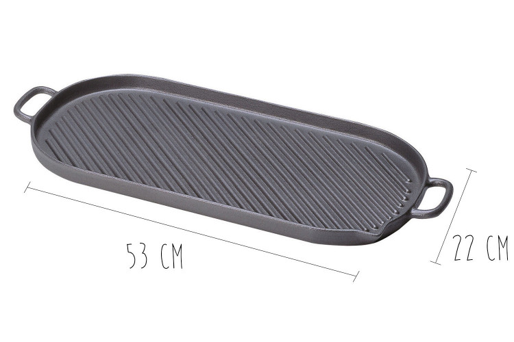Grill viande ovale en fonte - 53x23cm