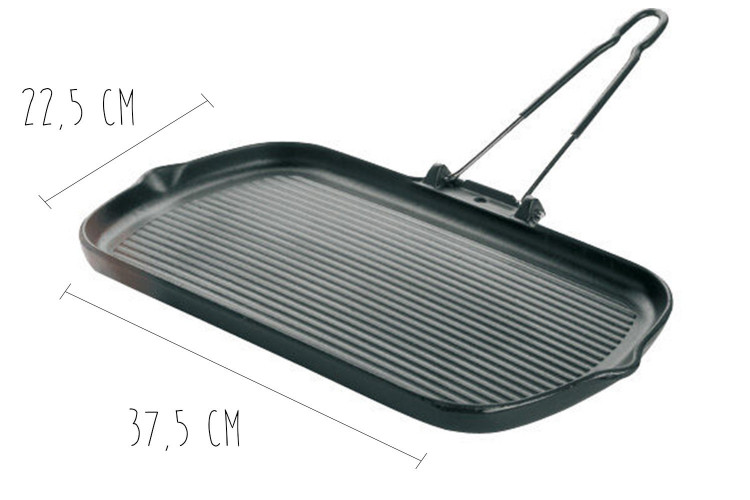 Grill viande rectangle en fonte - 37,5x22,5cm
