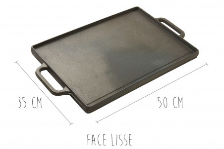 Plancha grill réversible en fonte - 50x35cm
