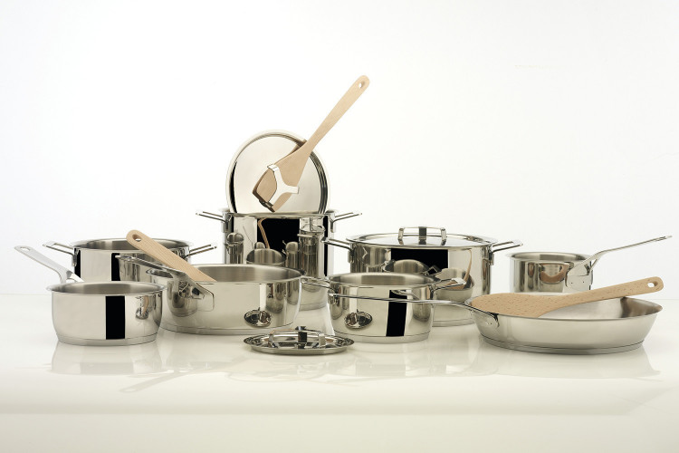 Batterie de cuisine Alessi Pots&Pans design par Jasper Morrison - 7 pièces inox 18/10