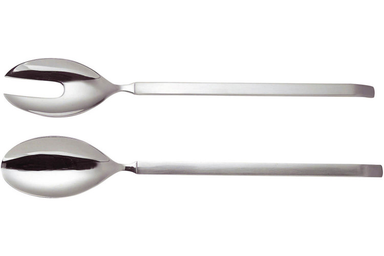 Couverts à salade Alessi Dry inox 18/10 design par Achille Castiglioni - manches satinés