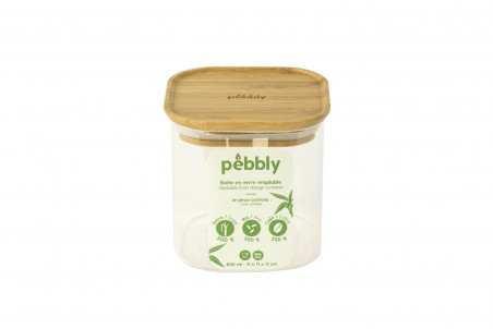 Boîte de conservation en verre haute Pebbly et couvercle en bambou