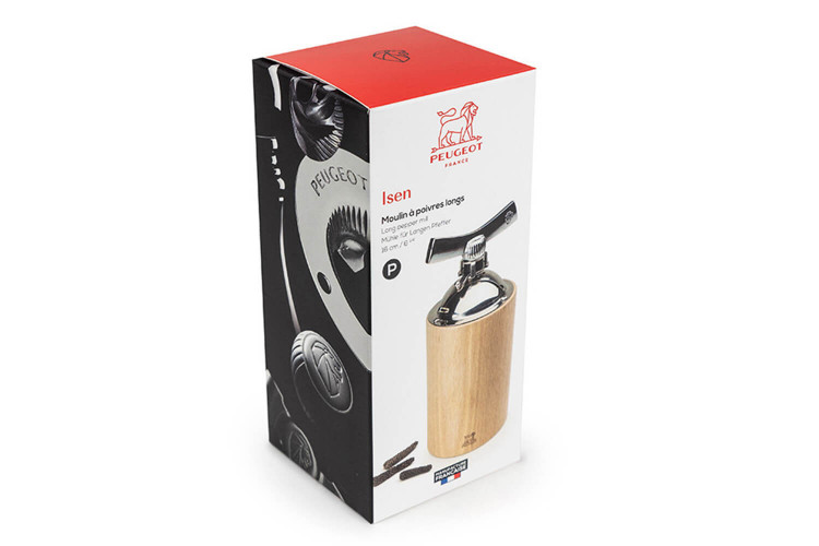 Moulin à poivre long Peugeot Isen en bois et acier inox - 16cm