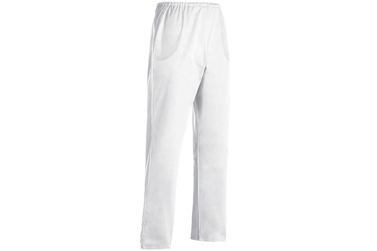 Pantalon cuisine unisexe Egochef Nurse blanc à poches - 100% coton