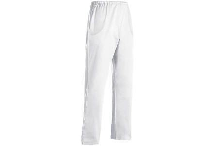 Pantalon cuisine unisexe Egochef Nurse blanc à poches - 100% coton