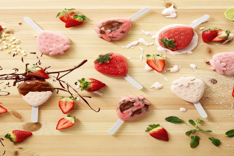 Moule à glace en silicone Lékué Platinum - Forme fraise