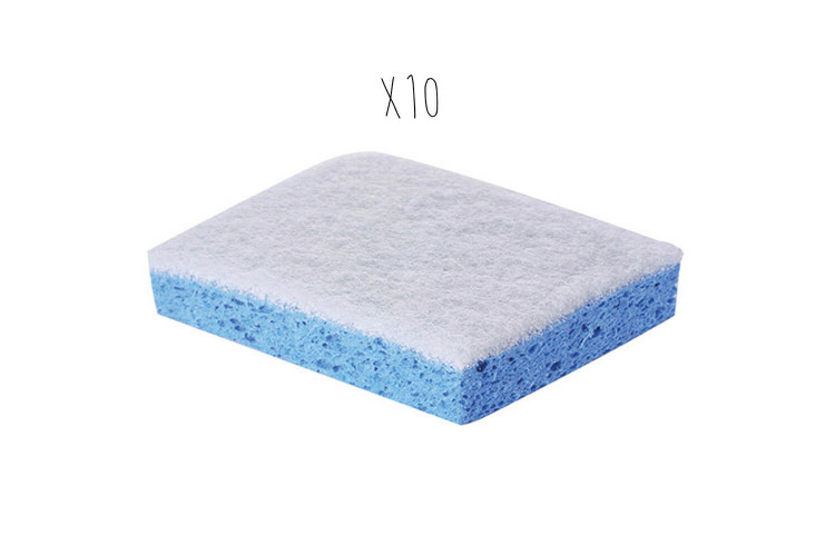 Lot de 10 éponges à récurer bleues pour surfaces délicates - 13x9cm