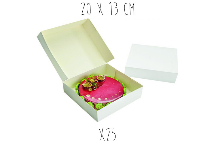 Boîte pâtissière carrée blanche hauteur 13cm - Lot de 25 pièces