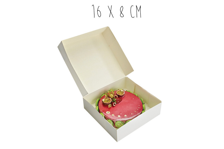 Boîte pâtissière carrée hauteur 8cm - Lot de 50 pièces