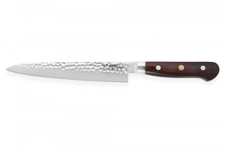 Couteau tranchelard Fukito Rosewood Damas lame inox 20cm et manche bois de rose