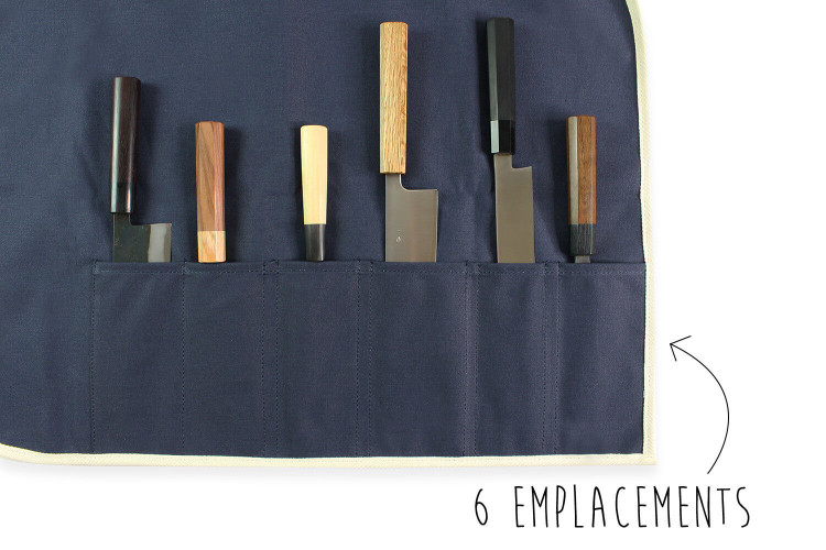 Mallette de couteaux vide Wusaki en toile bleue - 6 emplacements