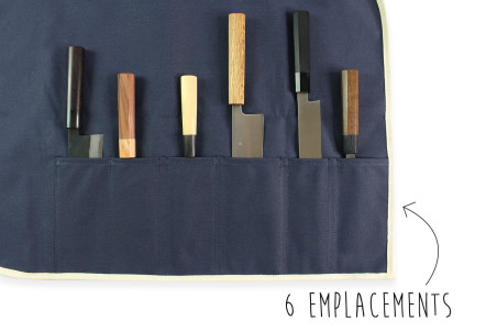 Mallette de couteaux vide Wusaki en toile bleue - 6 emplacements