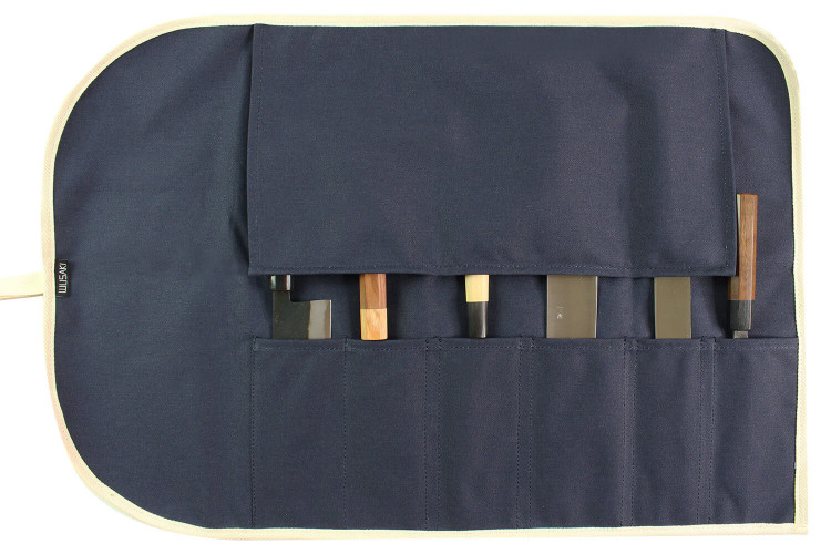 Mallette de couteaux vide Wusaki en toile bleue - 6 emplacements