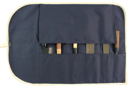 Mallette de couteaux vide Wusaki en toile bleue - 6 emplacements