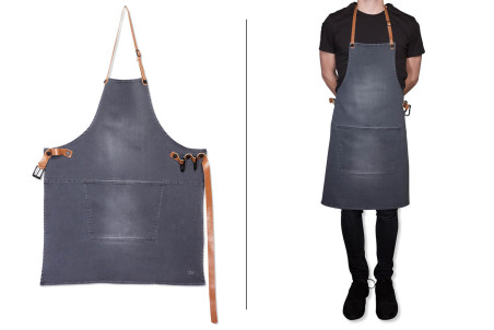 Tablier pour barbecue DutchDeluxes en coton et cuir - 81 x 68 cm