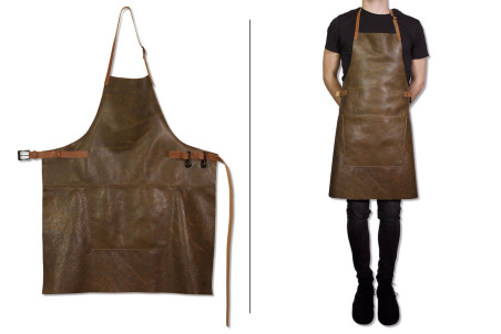 Tablier pour barbecue DutchDeluxes en cuir à grande poche - 67,4 x 78,5 cm