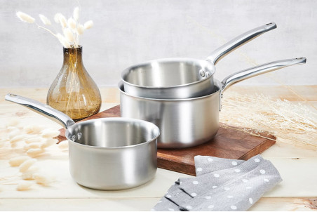 Lot de 3 casseroles en inox 18/10 De Buyer Alchimy - conception 3 plis
