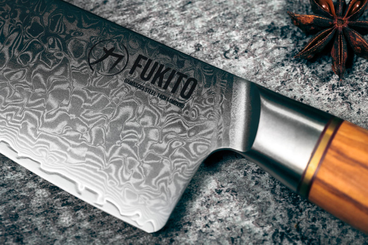 Couteau de chef Fukito Olive Damas 14Cr - lame acier 21cm