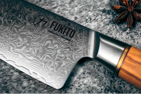 Couteau de chef Fukito Olive Damas 14Cr - lame acier 21cm