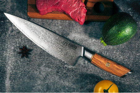 Couteau de chef Fukito Olive Damas 14Cr - lame acier 21cm