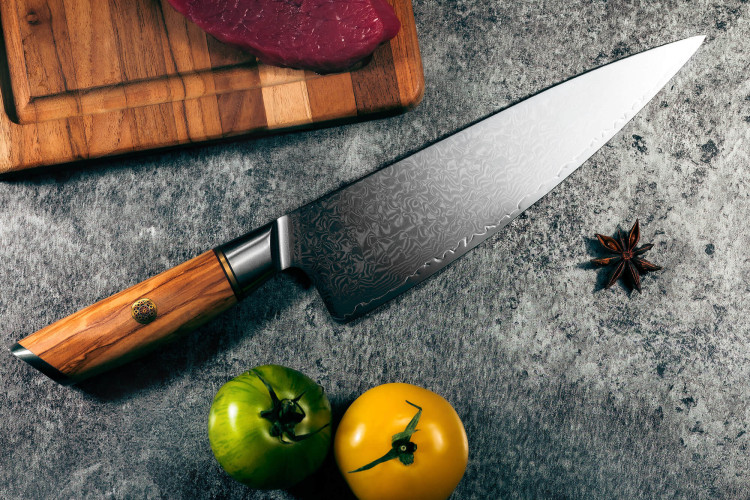 Couteau de chef Fukito Olive Damas 14Cr - lame acier 21cm