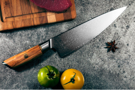 Couteau de chef Fukito Olive Damas 14Cr - lame acier 21cm