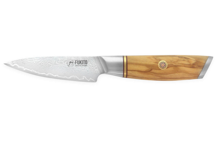 Couteau d'office Fukito Olive Damas 14Cr - lame acier 9cm