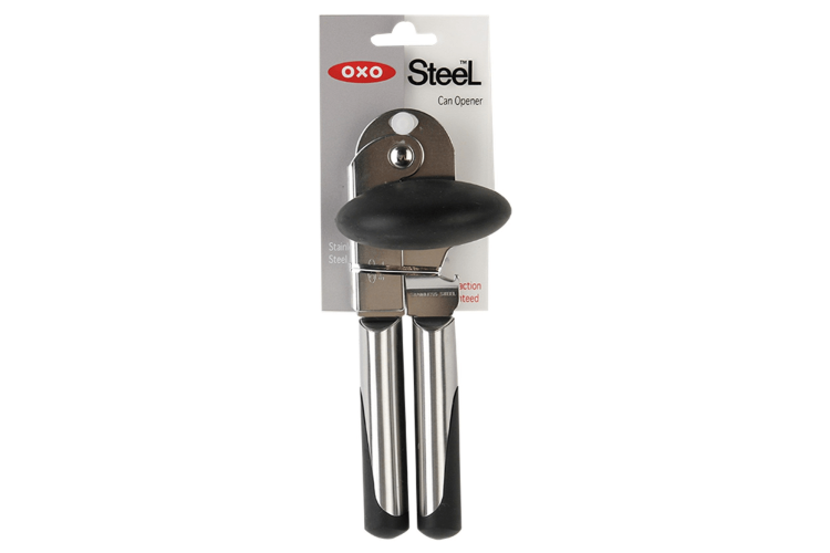 Ouvre-boîte à molette OXO Steel en inox et santoprène