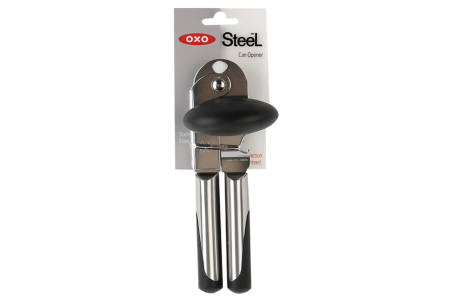 Ouvre-boîte à molette OXO Steel en inox et santoprène