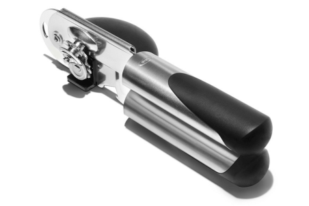 Ouvre-boîte à molette OXO Steel en inox et santoprène