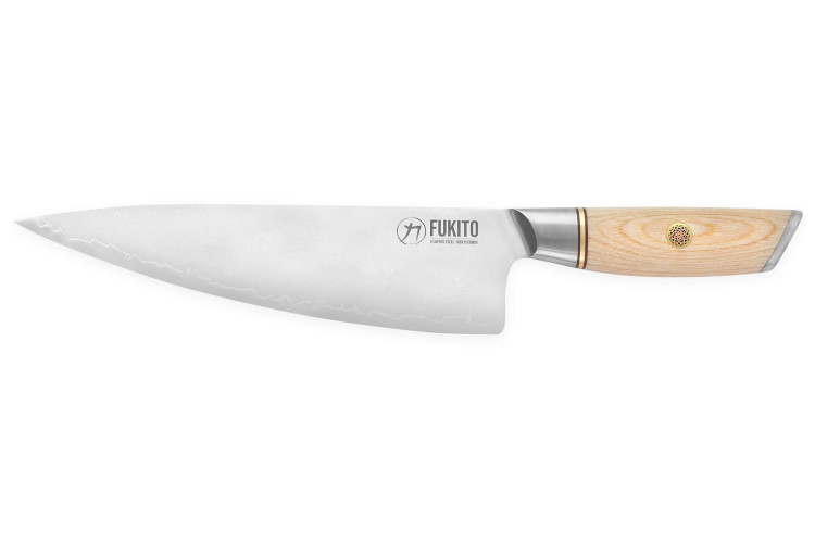 Couteau de chef Fukito Pakka San Mai lame inox 21cm manche bois de Pakka
