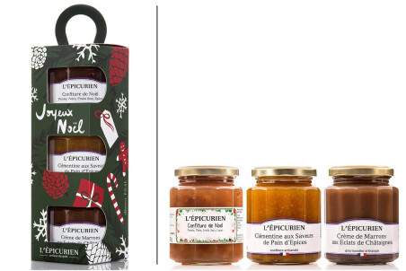 Coffret cadeau L'Épicurien Joyeux Noël - 3 confitures artisanales