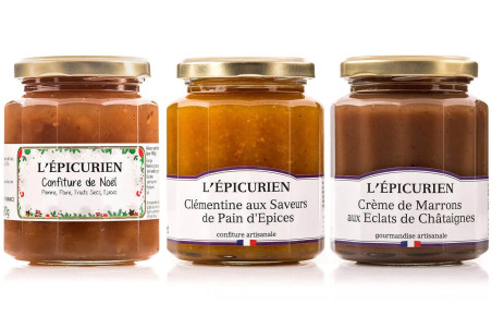 Coffret cadeau L'Épicurien Joyeux Noël - 3 confitures artisanales