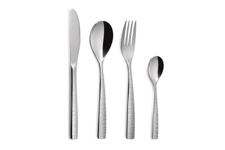 Ménagère argentée en acier inox 18/0 Comas BCN Martelé de 24 pièces
