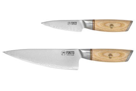 Coffret couteaux Fukito Pakka San Mai chef et office - 2 pièces