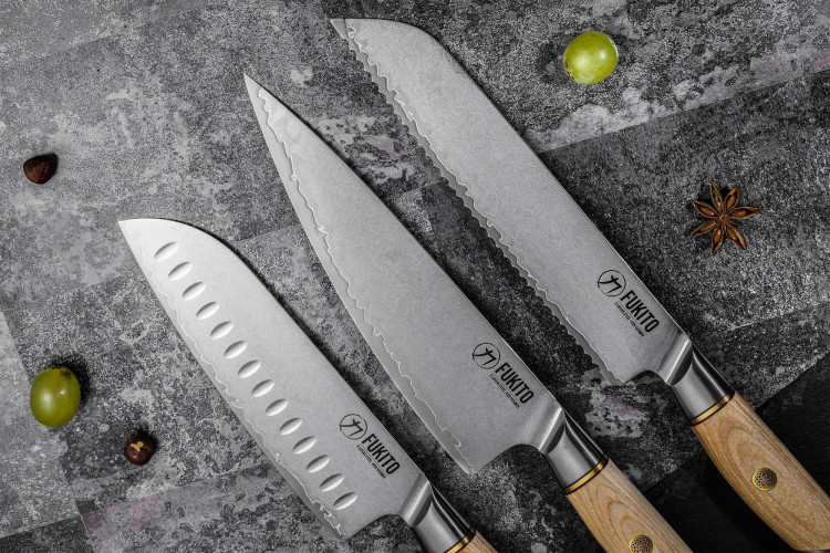 Coffret couteaux Fukito Pakka San Mai chef et office - 2 pièces