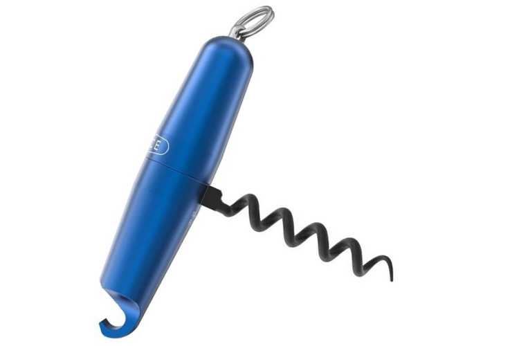 Tire-bouchon de poche Lance coloris bleu en aluminium
