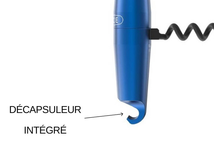 Tire-bouchon de poche Lance coloris bleu en aluminium
