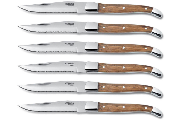 Coffret 6 couteaux à steak Comas Alps acier inox et manche en bois