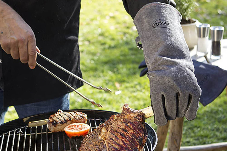 Paire de gants protection barbecue Rösle en cuir- Taille unique XL