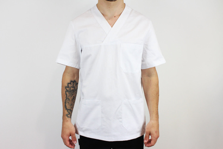 Veste de cuisine manches courtes Egochef Leonardo blanche 100% coton