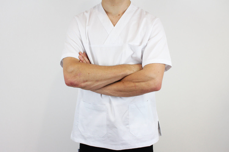 Veste de cuisine manches courtes Egochef Leonardo blanche 100% coton