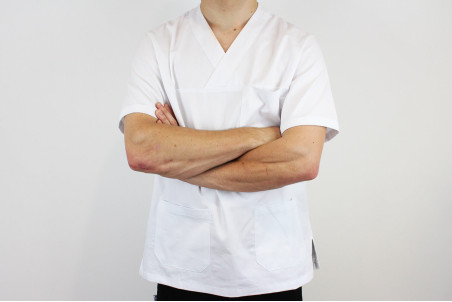 Veste de cuisine manches courtes Egochef Leonardo blanche 100% coton