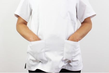 Veste de cuisine manches courtes Egochef Leonardo blanche 100% coton