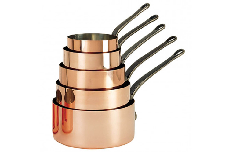 Set de 5 casseroles De Buyer Inocuivre en cuivre avec poignée en fonte