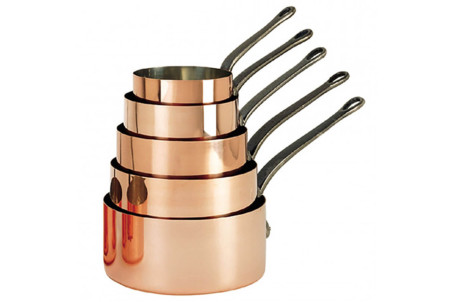 Set de 5 casseroles De Buyer Inocuivre en cuivre avec poignée en fonte