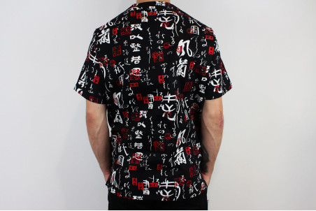 Veste de cuisine manches courtes Egochef Leonardo motifs japonais 100% coton