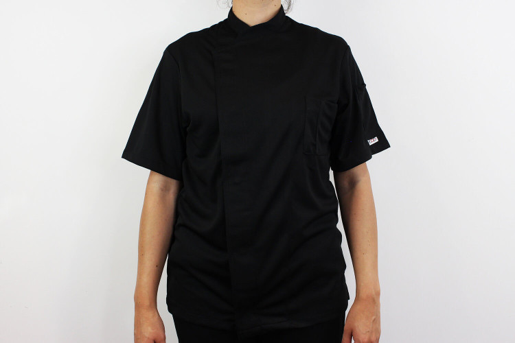 Veste de cuisine manches courtes Egochef Pizzaiolo noire 100 Air Plus