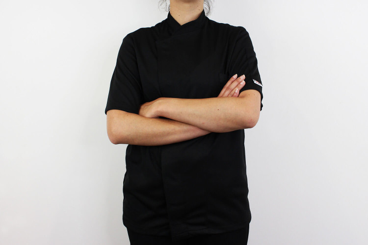Veste de cuisine manches courtes Egochef Pizzaiolo noire 100 Air Plus