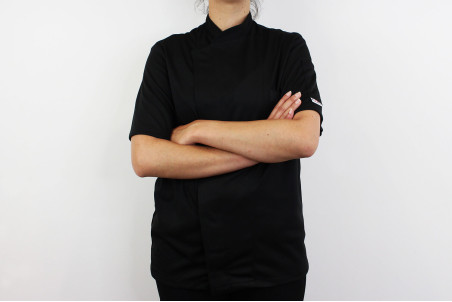 Veste de cuisine manches courtes Egochef Pizzaiolo noire 100 Air Plus